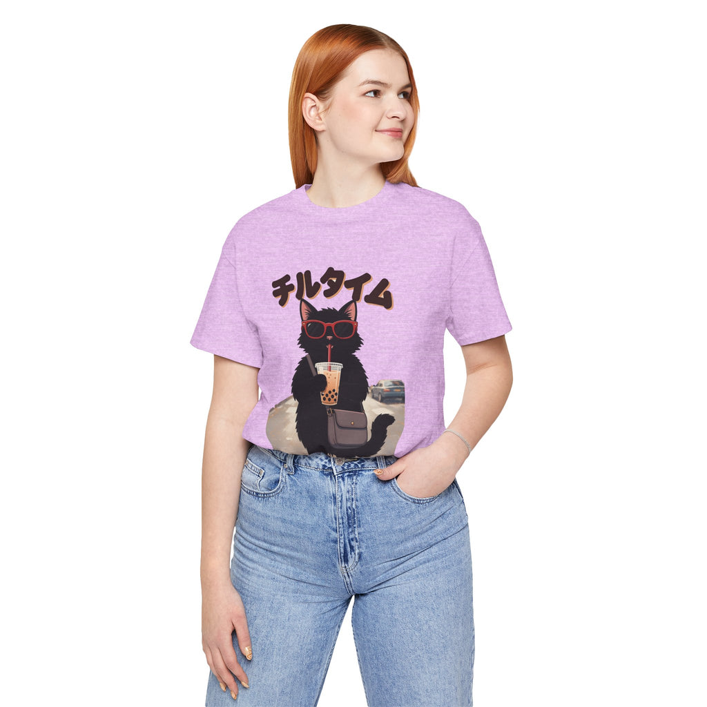 Boba Cat Tee — Cute Cat Drinking Bubble Tea Graphic T-Shirt