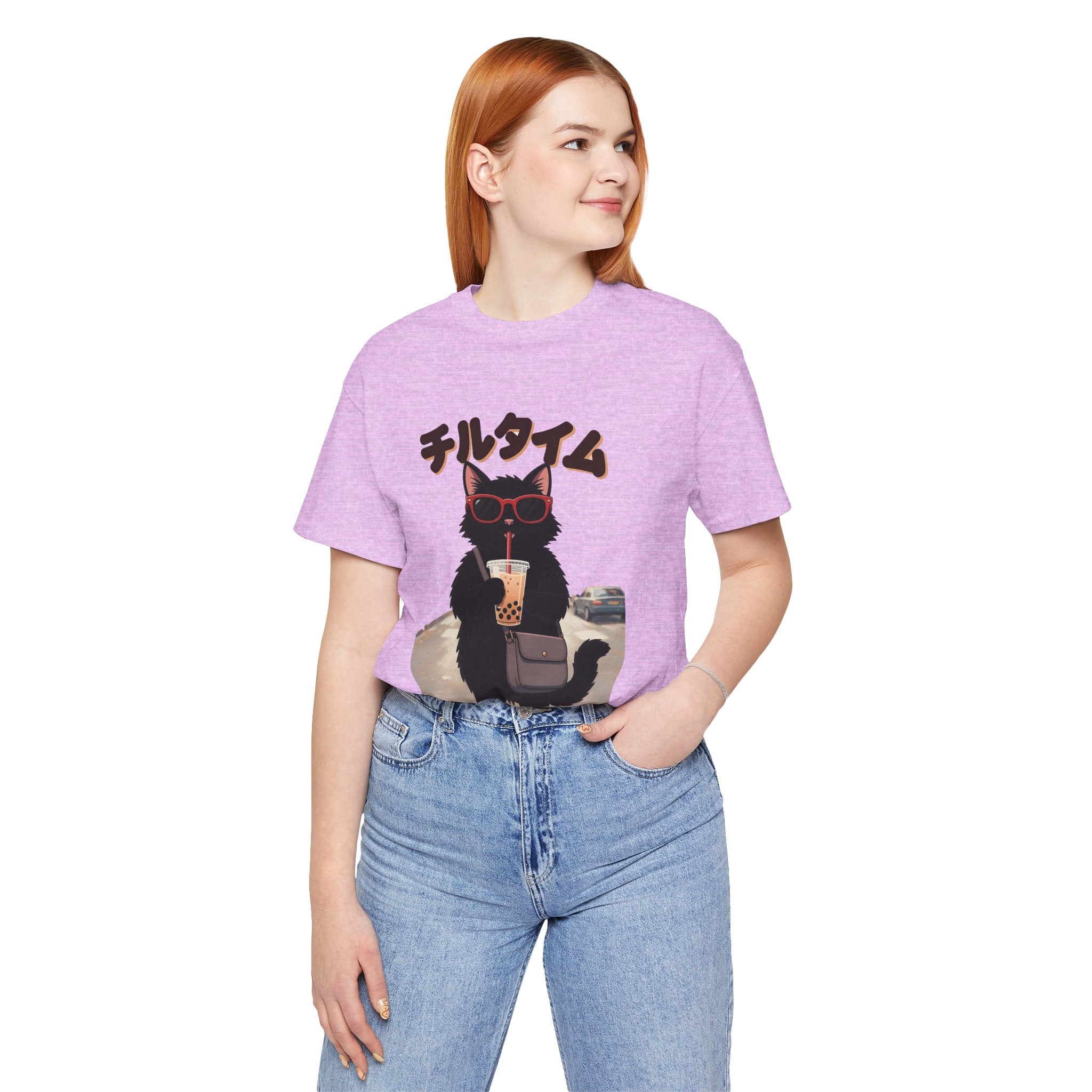 Boba Cat Tee — Cute Cat Drinking Bubble Tea Graphic T-Shirt