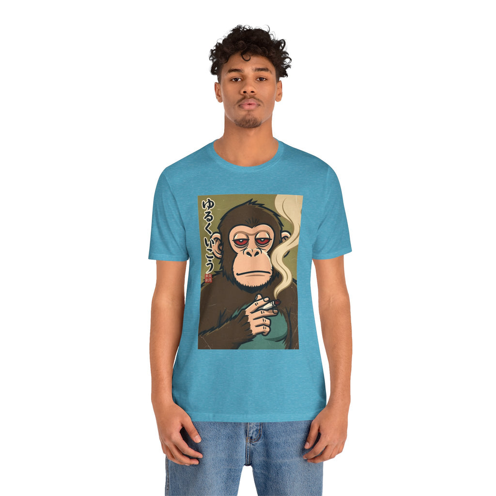 Smoking Monkey Graphic Tee — Japanese Retro Ape Illustration T-Shirt
