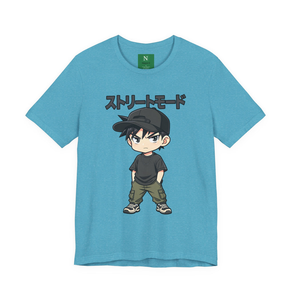 Street Mode Anime Boy T-Shirt — Japanese Text Graphic Tee