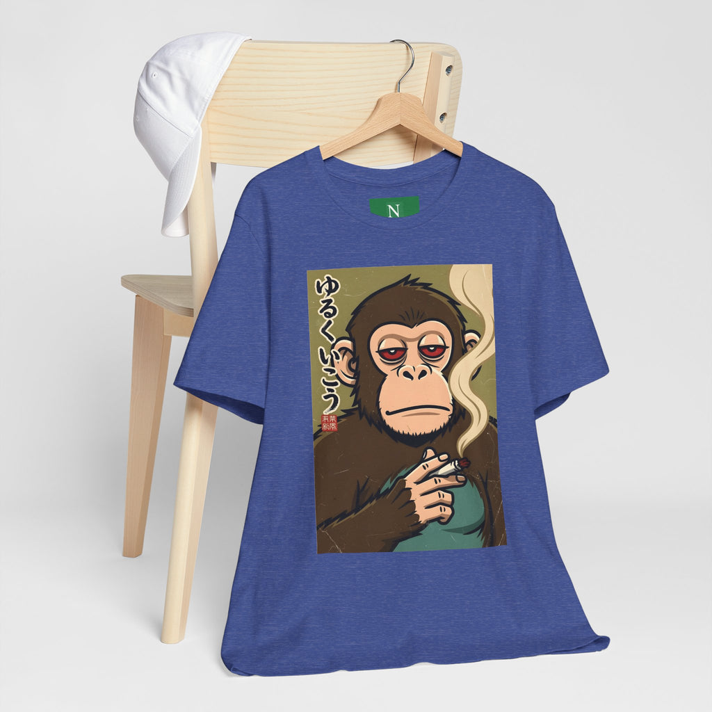 Smoking Monkey Graphic Tee — Japanese Retro Ape Illustration T-Shirt