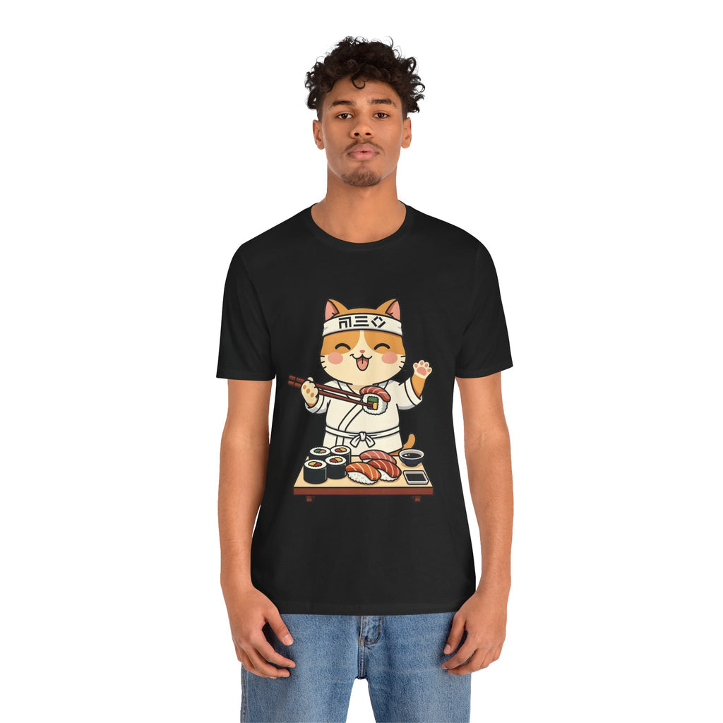Sushi Chef Cat T‑Shirt — Cute Kawaii Cat Making Sushi Graphic Tee
