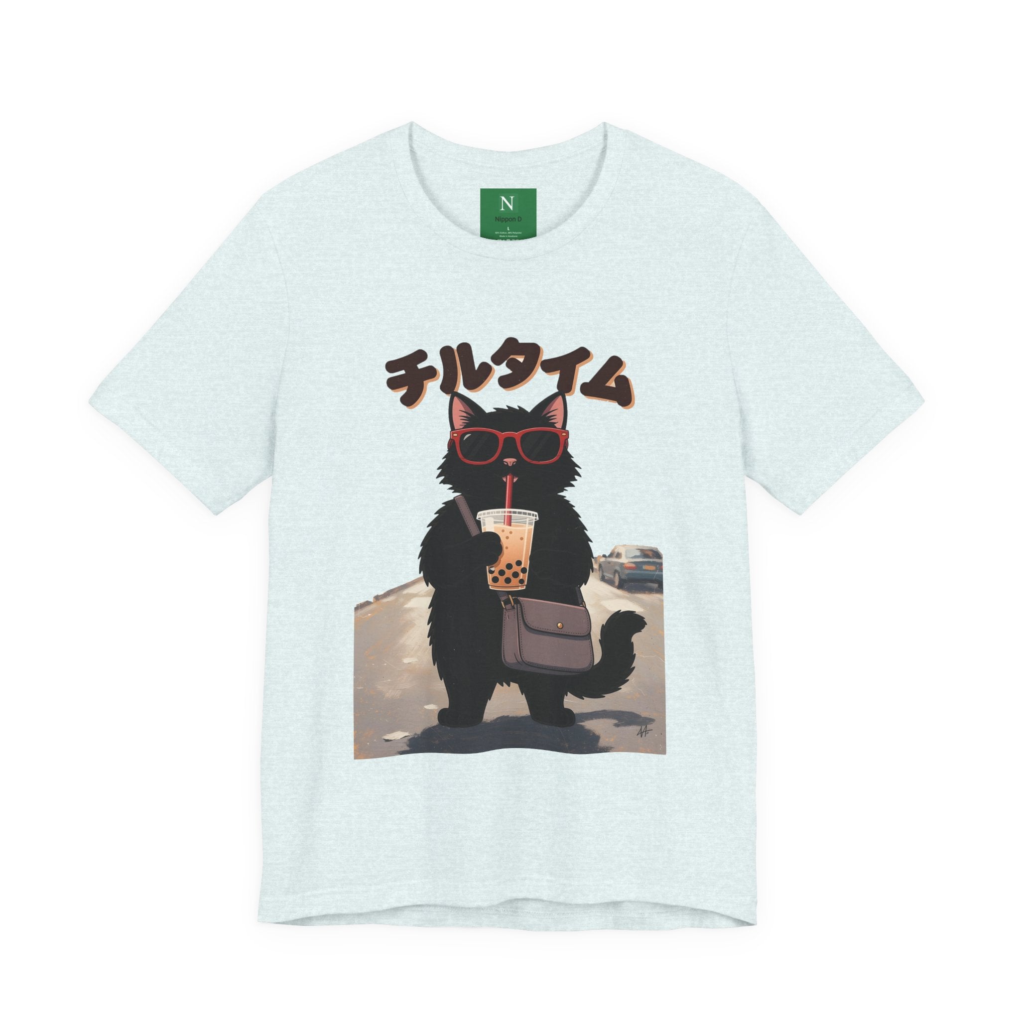 Boba Cat Tee — Cute Cat Drinking Bubble Tea Graphic T-Shirt
