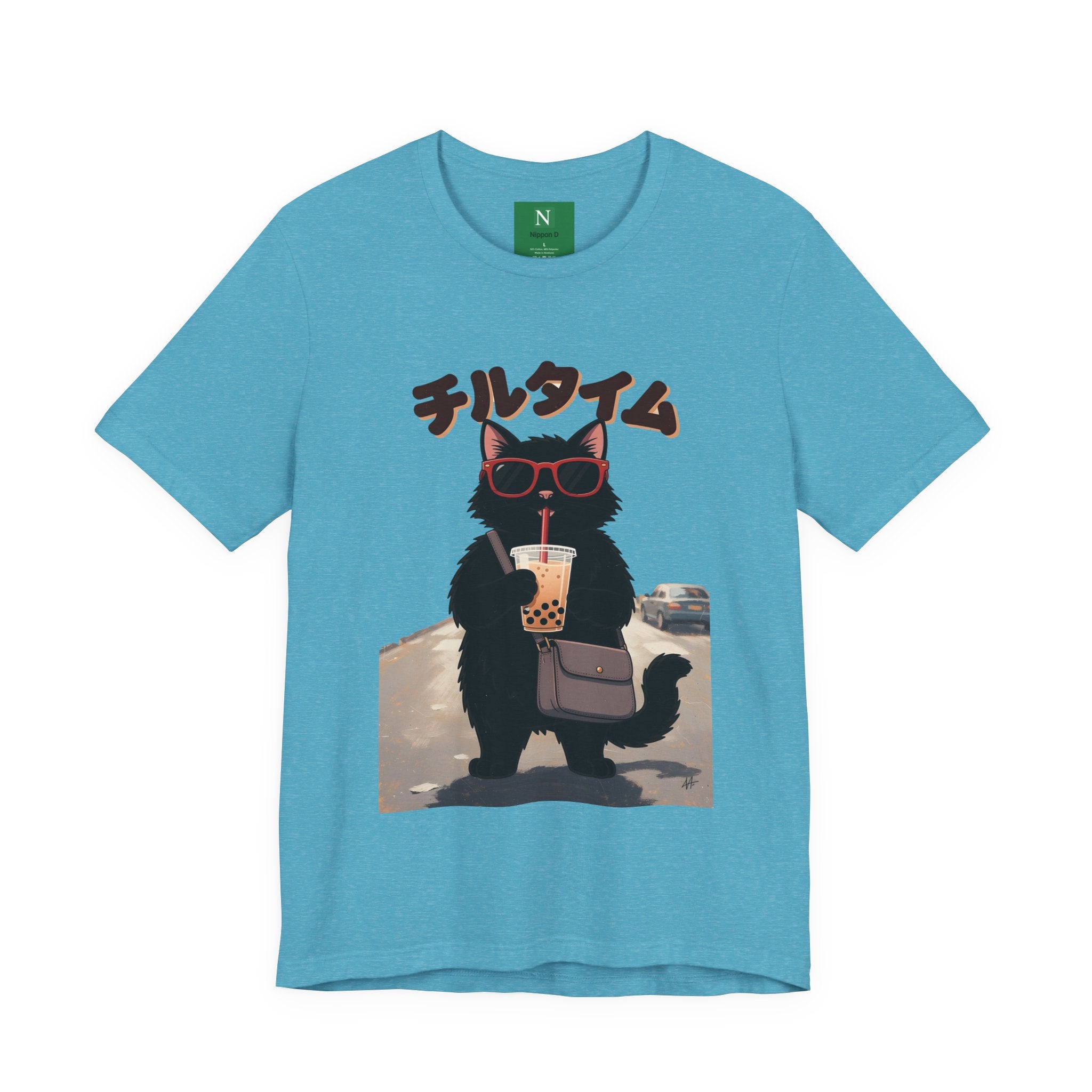 Boba Cat Tee — Cute Cat Drinking Bubble Tea Graphic T-Shirt