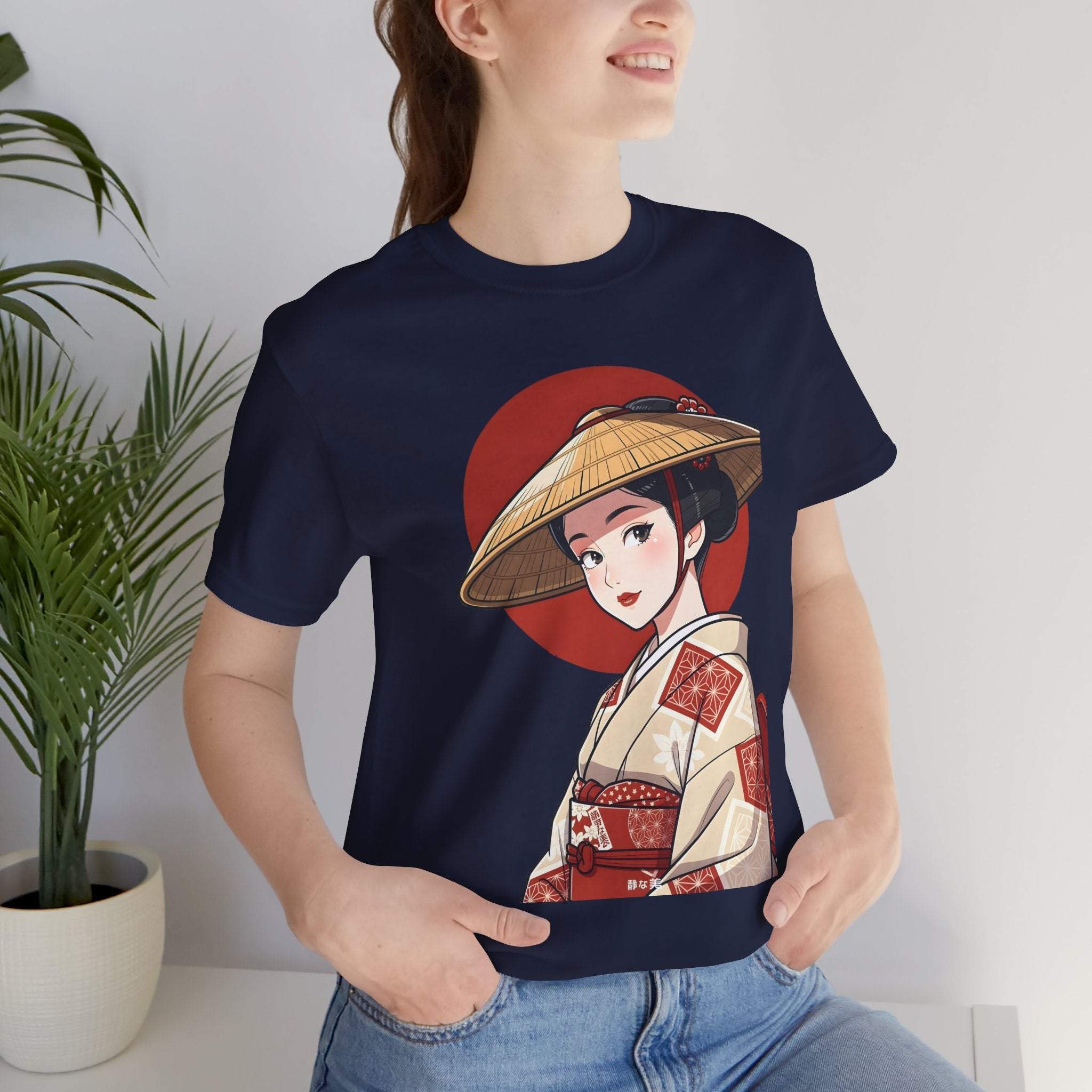 Geisha Illustration Tee — Vintage Kimono Anime T‑Shirt