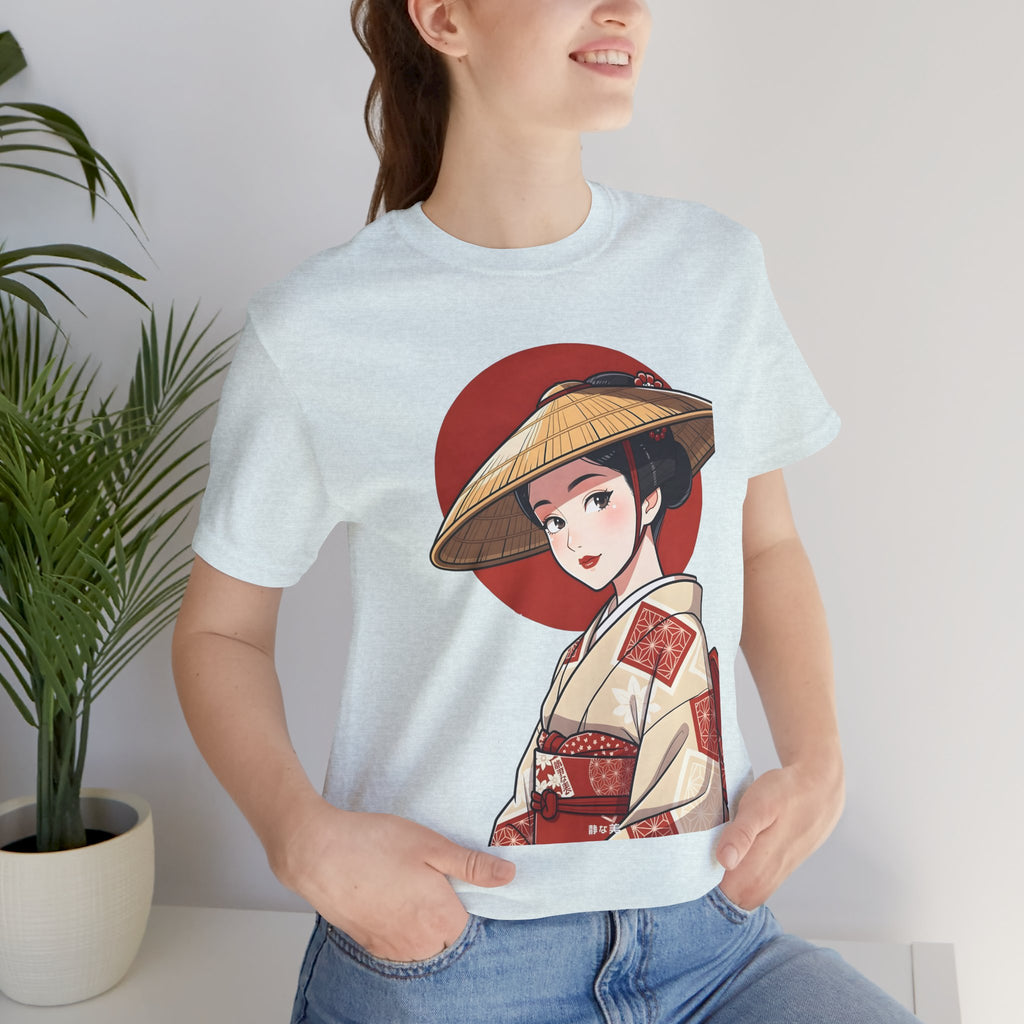 Geisha Illustration Tee — Vintage Kimono Anime T‑Shirt