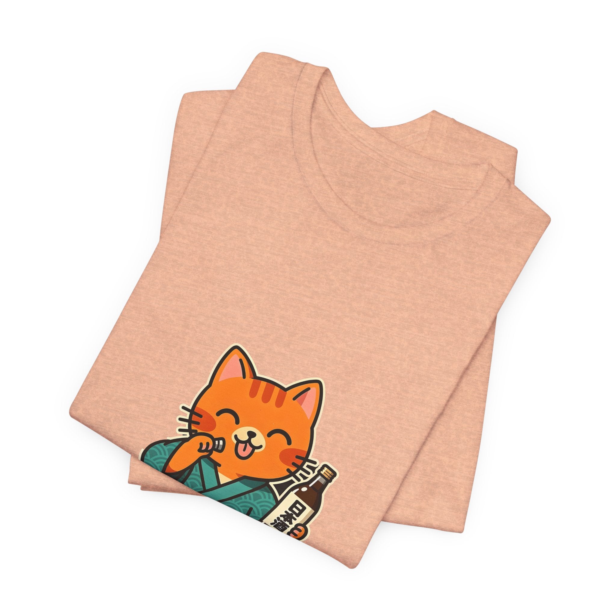 Sake Cat Tee — Cute Orange Cat in Kimono Drinking Sake T-Shirt