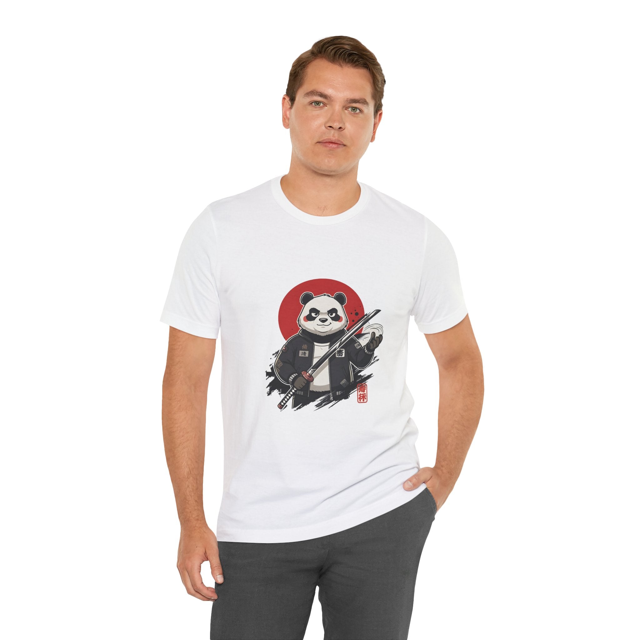 Samurai Panda T-Shirt — Cute Warrior Graphic Tee with Red Sun