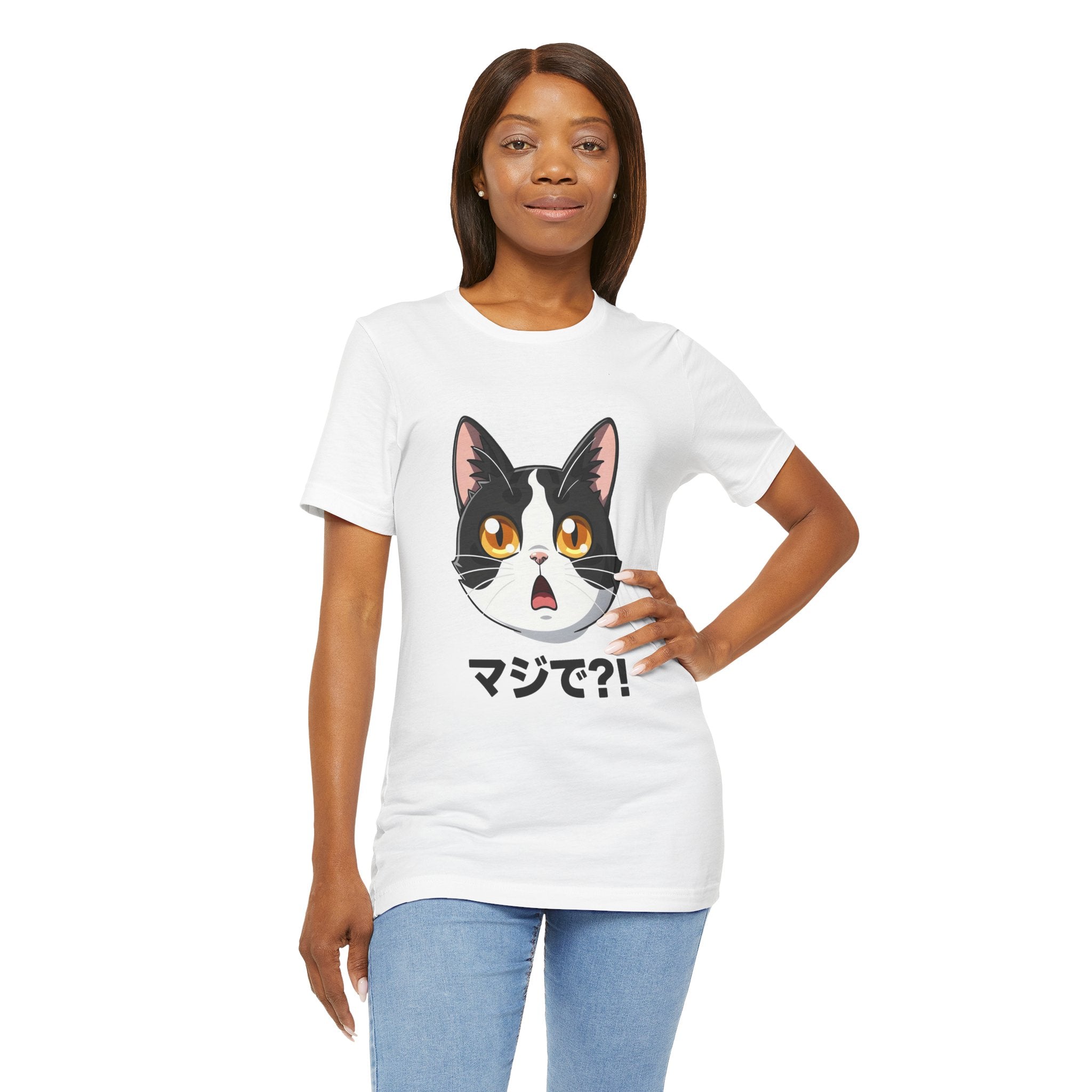 Cat Shock Face Graphic Tee — マジで?! Cute Anime Cat T-Shirt