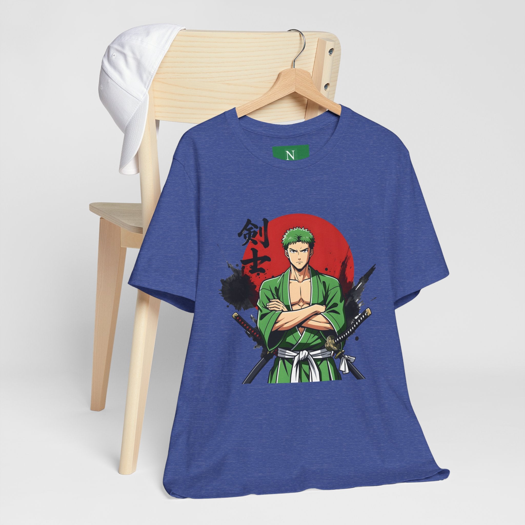 Anime Samurai Tee — Green-Haired Swordsman Graphic T-Shirt