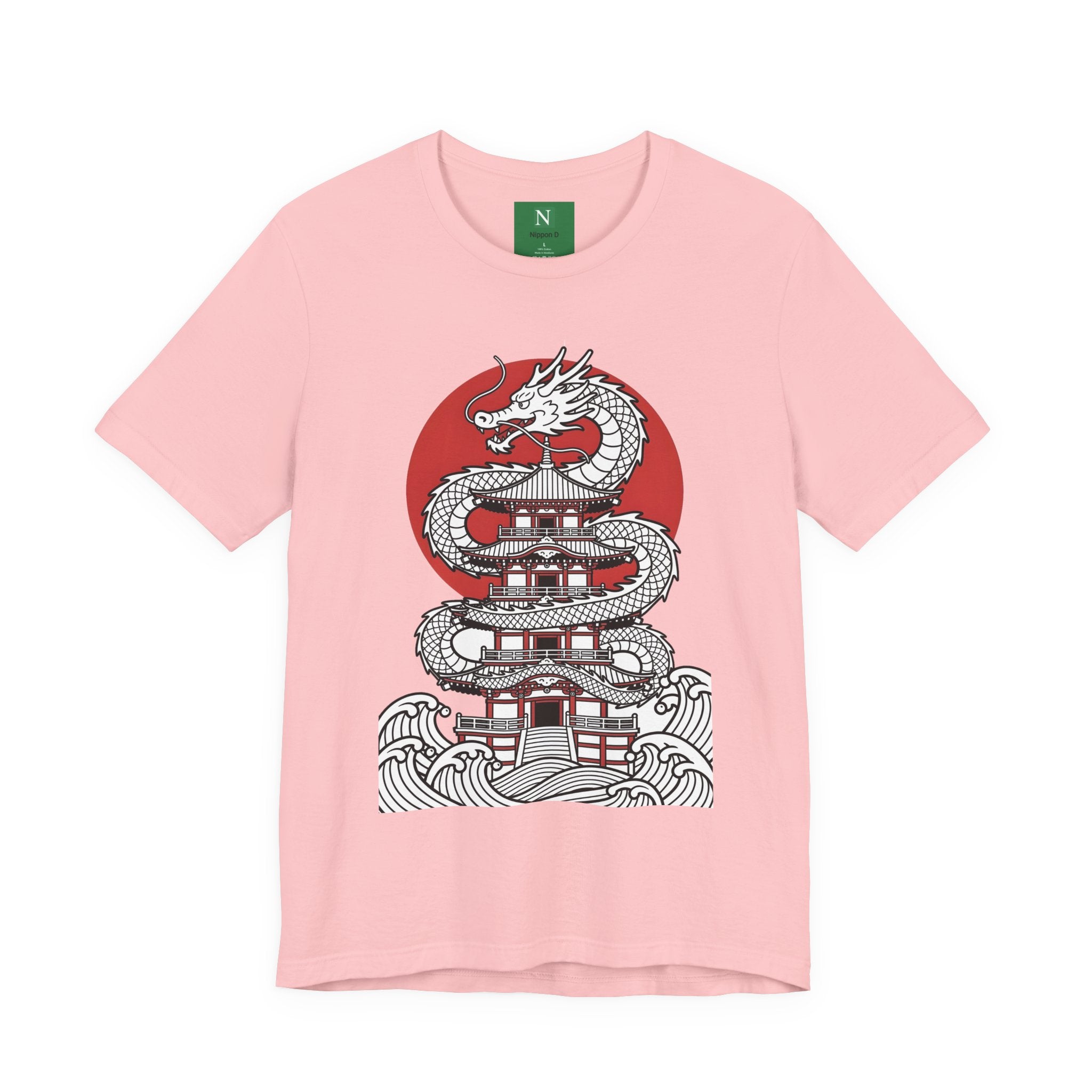 Dragon Pagoda T‑Shirt — Japanese Red Sun Temple Graphic Tee