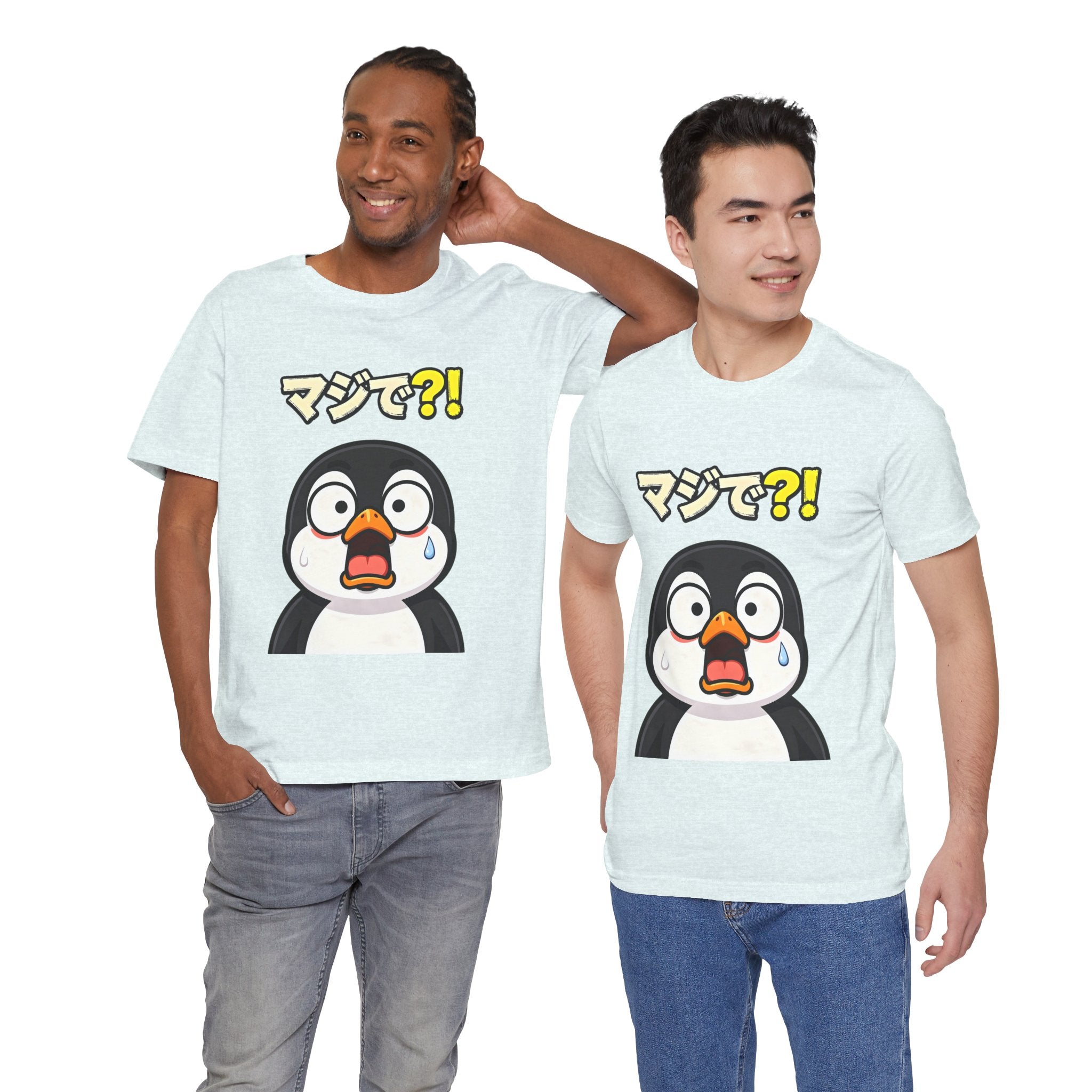 Shocked Penguin Tee — Japanese “マジで?!” Cute Anime-Style Graphic T-Shirt
