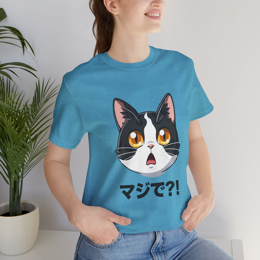 Cat Shock Face Graphic Tee — マジで?! Cute Anime Cat T-Shirt