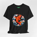 Koi Circle Graphic Tee — Japanese Koi Fish Waves & Lotus T-Shirt