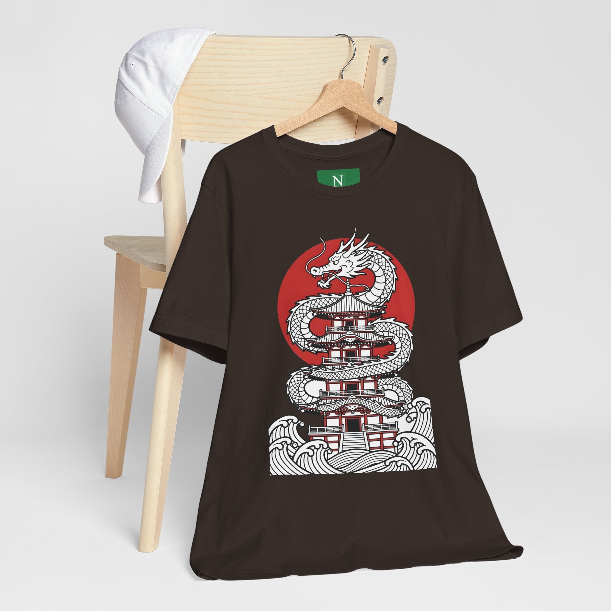 Dragon Pagoda T‑Shirt — Japanese Red Sun Temple Graphic Tee